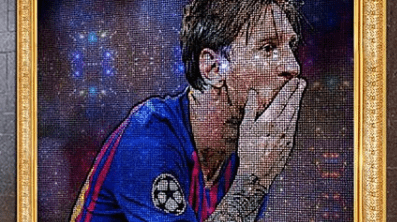 Impresionante cuadro de Messi hecho con 150.000 cristales de Swarovski